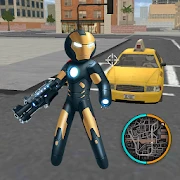 Black Iron Stickman Rope Hero Crime Gangstar Mod