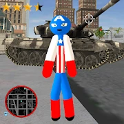 Stickman Capitaine american Rope Hero Gangster Mod