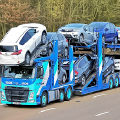 Car transport trailer driving icon