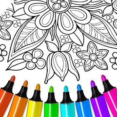 Flowers Mandala coloring book Mod