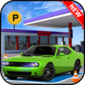 Sports Car Gas Station Parking icon