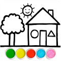 Glitter House coloring for kid icon