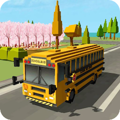 School Bus Game Blocky World Mod