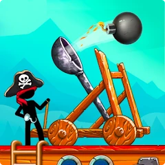 Catapulta: Piratas Stickman Mod Apk 1.8.8 [Pago gratuitamente][Dinheiro Ilimitado][Desbloqueada]