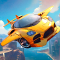 Flying Car Futuristic City icon