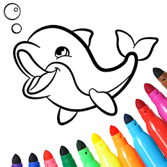 Dolphin and fish coloring book Mod