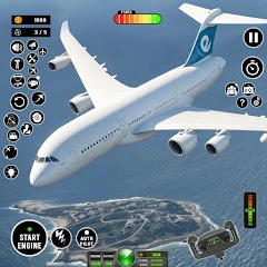 Simulador de vôo jogo de avião Mod Apk [Remover anúncios][Mod de velocidade]