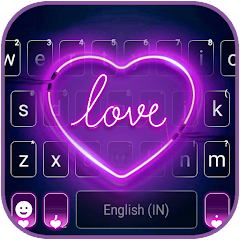 Purple Neon Heart Keyboard Bac Mod