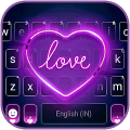 Purple Neon Heart Keyboard Bac APK