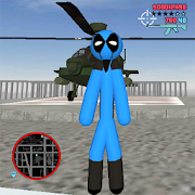 Blue DedPool Stickman Rope Hero Gangstar Crime Mod