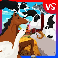 Horse Fights Farm Animals