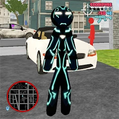 Neon Iron Stickman Rope Hero C Mod Apk 