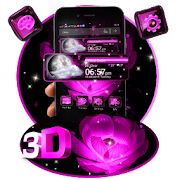 Pink Flower 3D Glass Tech Theme icon
