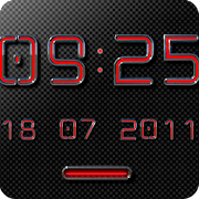 NEON RED Digital Clock Widget icon