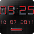 NEON RED Digital Clock Widget Mod