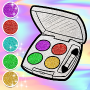 Glitter Lips and Makeup Brush Set Coloring Game
